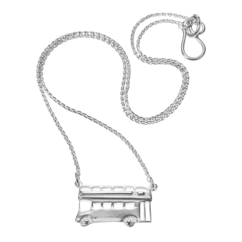 Hand Made Silver Double Decker Bus Necklace by Jen Ricketts
